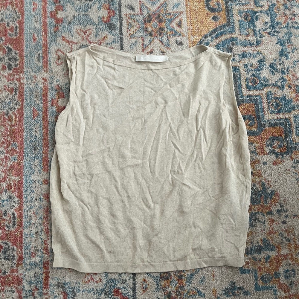 BP Studio silky cream sleeveless crop top
